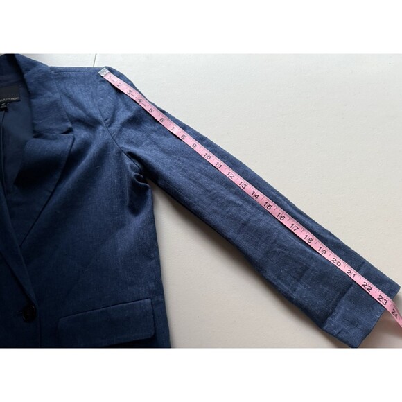 Banana Republic Linen Double Breasted Two Buttons Blazer Women Size 6 P Blue - Picture 9 of 11